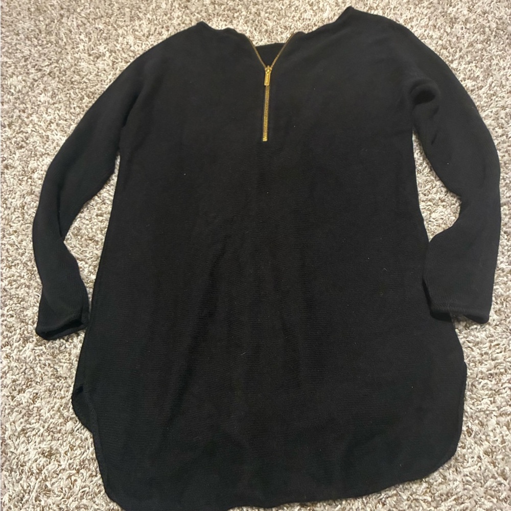 MICHAEL Michael Kors Black Long Sleeve Top with Gold Accent
